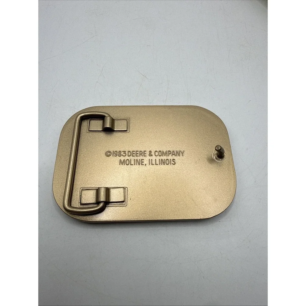 Vintage Brass John Deere Belt Buckle ‎ Backhoe Tractor Dimensional Design 1983